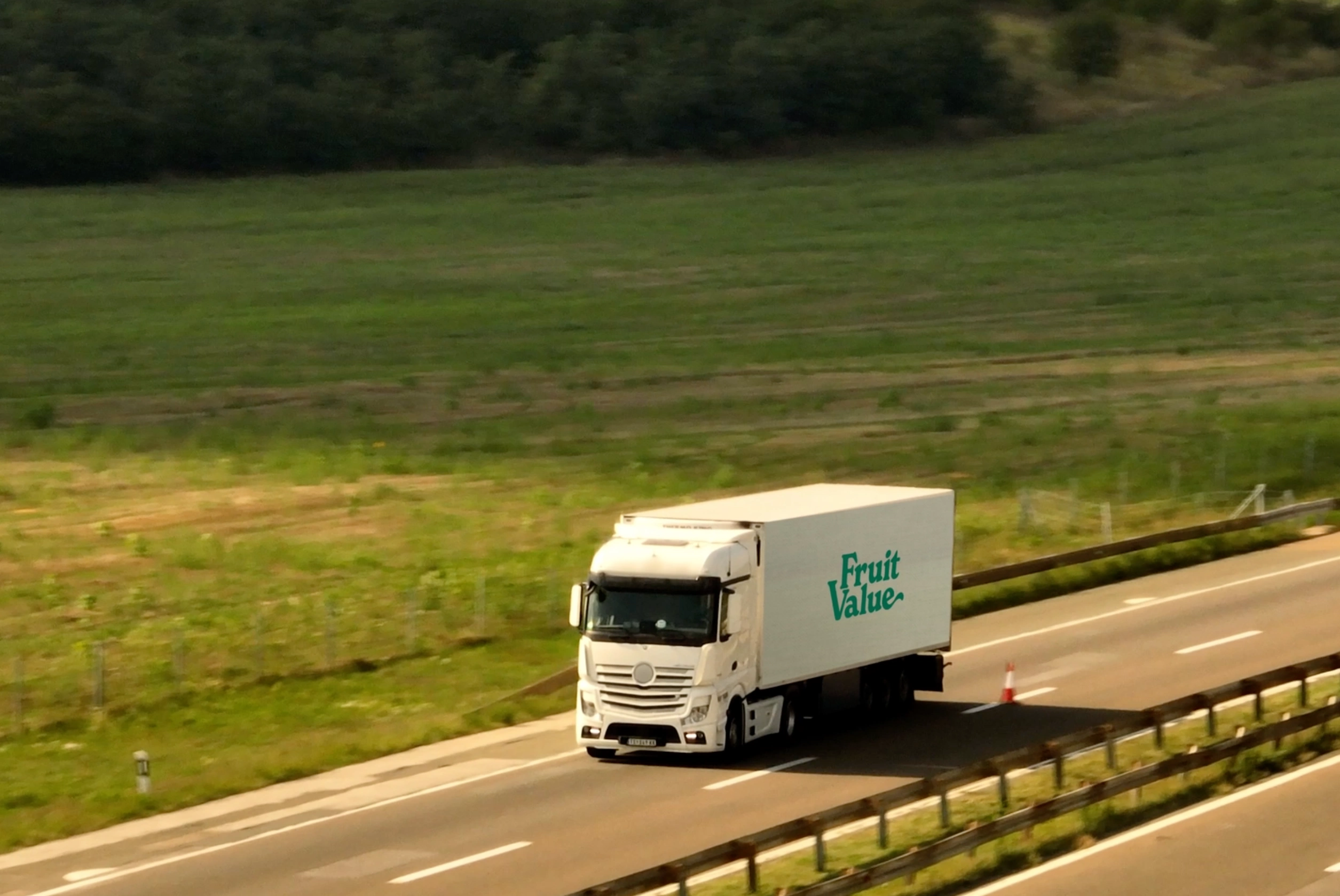 a green and white semi truck